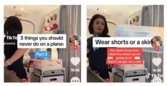 Copertina di “Mai indossare degli shorts per salire sull’aereo. E non dimenticare di portare una bottiglietta d’acqua”: i suggerimenti dell’assistente di volo Mrs Miva