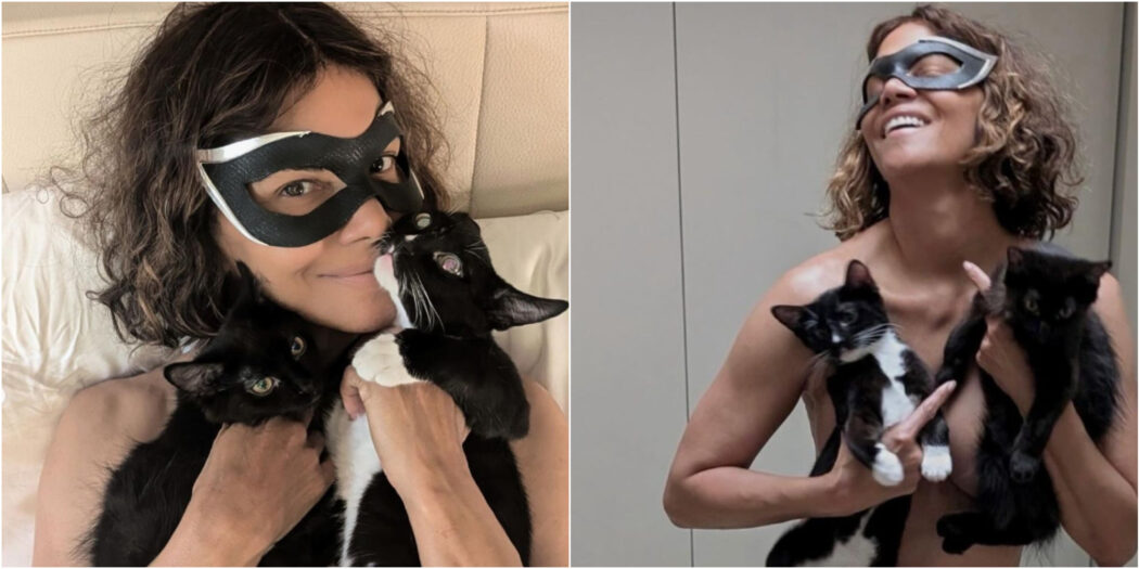 Halle Berry di nuovo Catwoman, ma senza tutina: la posa hot con i suoi gattini infiamma i social