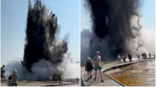 Copertina di Una violenta esplosione sorprende i turisti a Yellowstone e scatena il panico: “Una nuvola di vapore e detriti ha oscurato il sole” – VIDEO