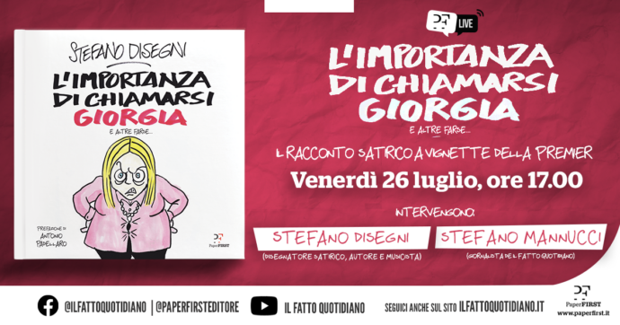 Copertina di L’importanza di chiamarsi Giorgia. E altre farse… Il racconto satirico a vignette della Premier. Segui la diretta