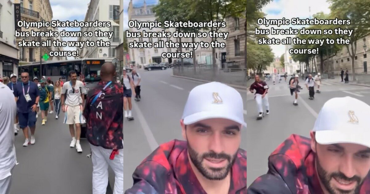 Pullman in panne nel traffico di Parigi: la squadra olimpica canadese di skateboarding trova la soluzione più veloce – Video