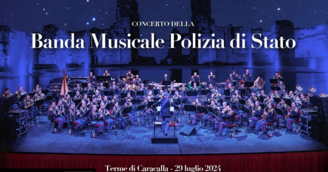 Il concerto della Banda musicale della polizia di Stato alle Terme di Caracalla, presenti Piantedosi e Pisani: la diretta