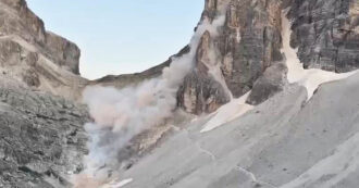 Copertina di Dolomiti di Sesto, enorme caduta di massi da Cima Dodici: il video del crollo a 2.300 metri di quota