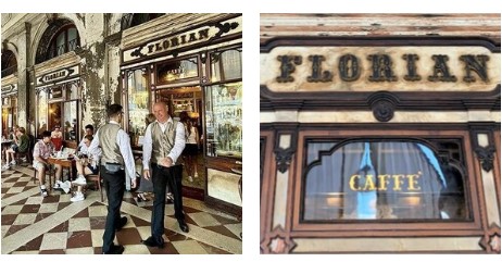 Troppo caldo, i camerieri e i commis dello storico Caffè Florian di Venezia ‘si tolgono la giacca’