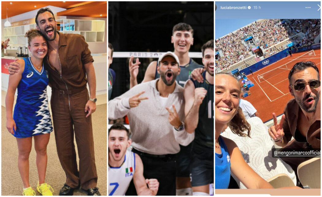 Olimpiadi 2024, Marco Mengoni in prima fila per tifare l’Italia: prima il tennis con Paolini e Bronzetti, poi l’Italvolley. Selfie, sorrisi e abbracci