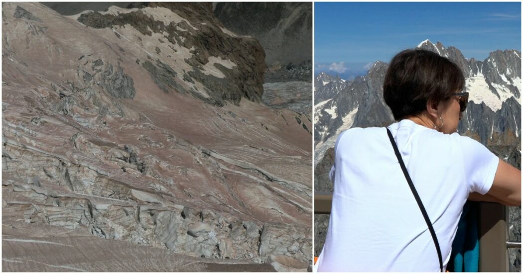 Zero termico oltre i 4mila metri sul Monte Bianco: turisti a maniche corte e polvere del Sahara sul ghiacciaio Mer de Glace – Video