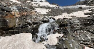 Lo zero termico sopra i 5200 metri: le cascate di fusione dal ghiacciaio di Indren, sul Monte Rosa, viste dal drone