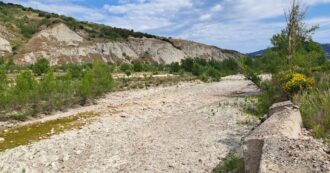 Copertina di Il fiume Trigno in Abruzzo soffre la siccità: solo pietre per 5 km. Il sindaco di Celenza: “Colpa anche dei prelievi di acqua a monte”