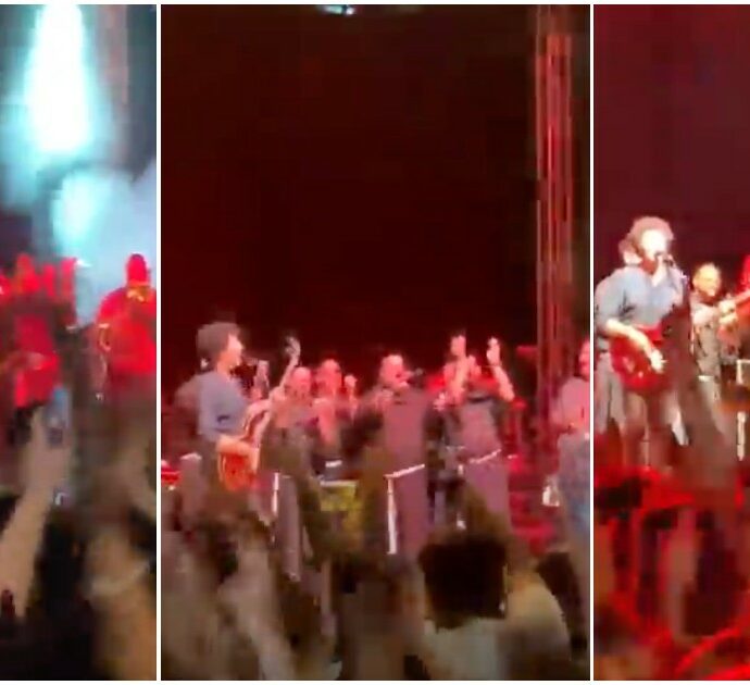 Choc al concerto di Max Gazzè: i frati del convento salgono sul palco e ballano “Sotto casa” – VIDEO