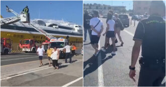 Copertina di Incendio su un traghetto nel porto di Piombino, il video delle persone fatte evacuare dalla nave