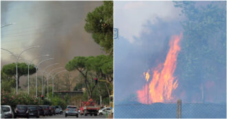 Copertina di Maxi incendio a Roma, il video delle fiamme in un prato a Torre Spaccata: l’intervento di vigili del fuoco e Protezione civile