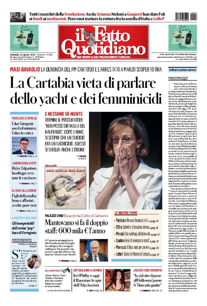 Copertina di domenica 25 Agosto 2024