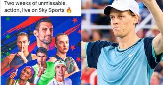 Copertina di Sky Sports Uk elimina Sinner dalla presentazione degli Us Open: il post cancellato dopo la rivolta degli utenti italiani