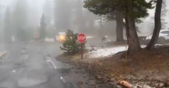 Copertina di Sorpresa in California, arriva la neve ad agosto: i fiocchi cadono sulla Sierra Nevada. Non accadeva da 20 anni – Video