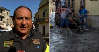 Copertina di San Felice a Cancello, il giorno dopo si spala il fango: “Ho avuto paura”. I vigili del fuoco: “Ricerche dispersi difficili anche per i detriti”