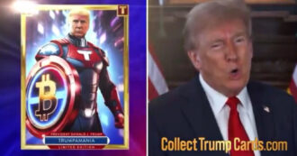 Copertina di Lo spot surreale di Trump: “Comprate le mie figurine digitali”. L’ex presidente nei panni del pugile o del supereroe