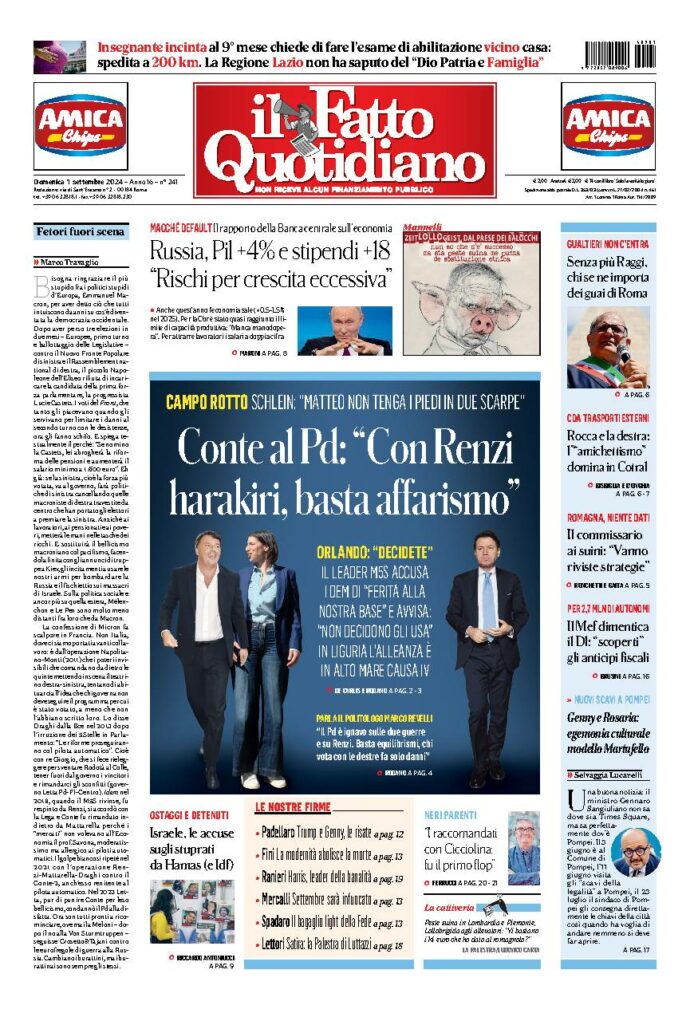 Copertina di domenica 1 Settembre 2024