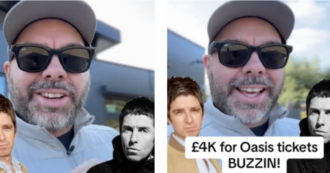 Copertina di “Ho comprato quattro biglietti per gli Oasis a 178 euro e li ho rivenduti a 1200 euro ciascuno. Siete pazzi, starete lì coperti di p***”: il video su TikTok è virale