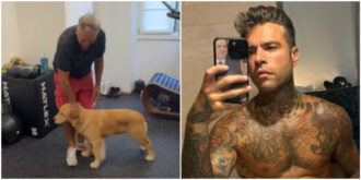 Copertina di “Silvio il cane è accreditato al Festival di Venezia?  Sì, tanto ci vanno cani e porci”: Fedez arriva sul red carpet e il papà fa ironia