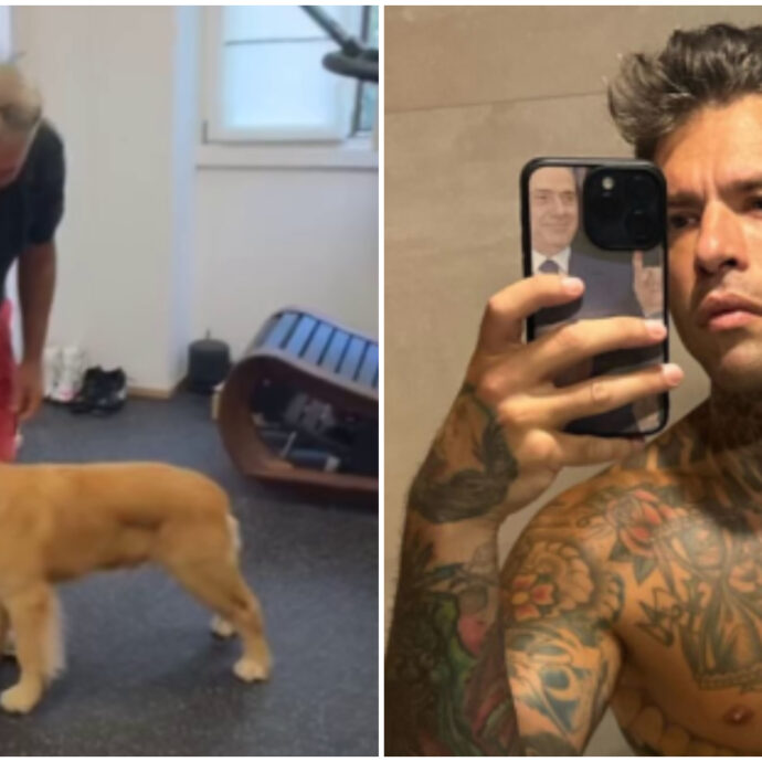 “Silvio il cane è accreditato al Festival di Venezia?  Sì, tanto ci vanno cani e porci”: Fedez arriva sul red carpet e il papà fa ironia