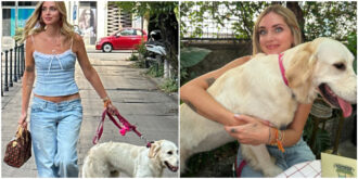 Copertina di Chiara Ferragni e le foto insieme al cane Paloma, gli utenti criticano: “Sembra triste”. Ma lei sbotta: “Anche terapisti canini”