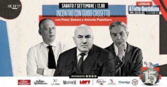 Copertina di Peter Gomez e Antonio Padellaro intervistano Guido Crosetto alla Festa del Fatto. Rivedi la diretta