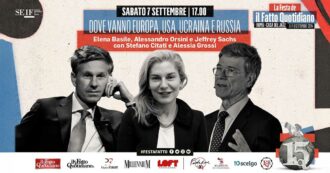 Copertina di “Dove vanno Europa, Usa, Ucraina e Russia”. Alla festa del Fatto il dibattito con Elena Basile, Alessandro Orsini e Jeffrey Sachs – Rivedi