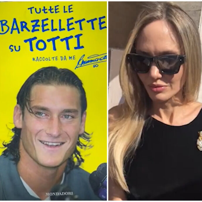 Francesco Totti con il suo libro di barzellette ha riunito Angelina Jolie e Brad Pitt: la geniale idea di un fan al Festival di Venezia – IL VIDEO