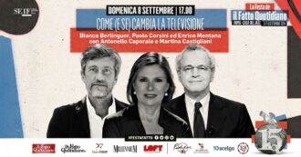 Copertina di “Come (e se) cambia la televisione”, Bianca Berlinguer, Paolo Corsini ed Enrico Mentana sul palco della festa del Fatto – Rivedi