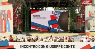 Copertina di Conte alla festa del Fatto: “Renzi? Faccia i suoi affari, ma non può essere pure leader di un progetto politico alternativo alla Meloni”