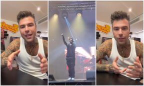 Copertina di Fedez stona al concerto e il video diventa virale su TikTok. Lui si giustifica: “Ho cantato di mer*a, ma non sono Celine Dion ed è colpa dell’autotune”