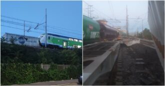 Copertina di Treno deraglia a Milano: tre feriti e 6 contusi. L’impatto con un container finito sui binari. Disagi sulla linea: ritardi e cancellazioni