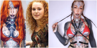 Copertina di “Ho speso 145mila euro per trasformarmi in una donna bionica con 200 tatuaggi e impianti sul corpo. La gente mi fissa”: la missione di Lina Lorenzen
