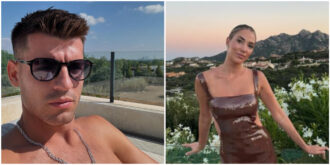 Copertina di “La crisi c’è e ora si vede pure”: Alice Campello e Alvaro Morata cupi e pensierosi per il primo giorno di scuola dei figli