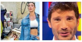 Copertina di “Sul marciapiede sotto casa di Belen è apparsa una foto gigante con l’ex marito Stefano De Martino: trasloco in vista o rifiuti?”: le foto di Oggi