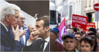 Copertina di Francia, una mega-squadra per un governo piccolo piccolo: 38 ministri con Barnier. La sinistra in piazza contro la scelta di Macron