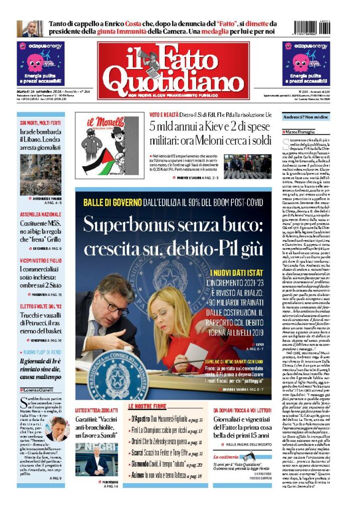 Copertina di martedì 24 Settembre 2024