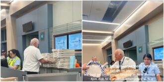Copertina di 150 passeggeri restano bloccati in aeroporto dopo un atterraggio di emergenza: il pilota compra le pizze e sfama tutti