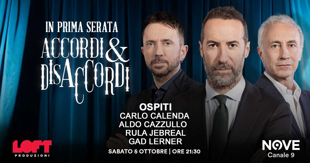 Calenda, Cazzullo, Jebreal e Lerner ospiti di Luca Sommi ad Accordi&Disaccordi il 5 ottobre alle 21.30. Con Travaglio e Scanzi