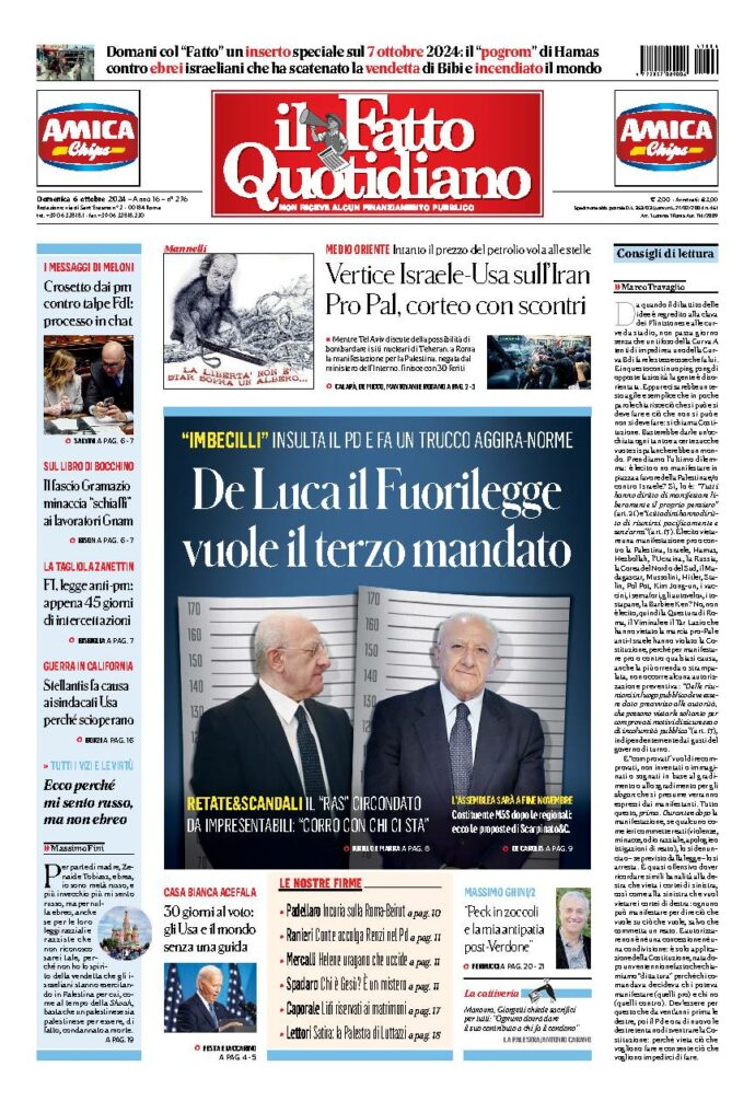 Copertina di domenica 6 Ottobre 2024