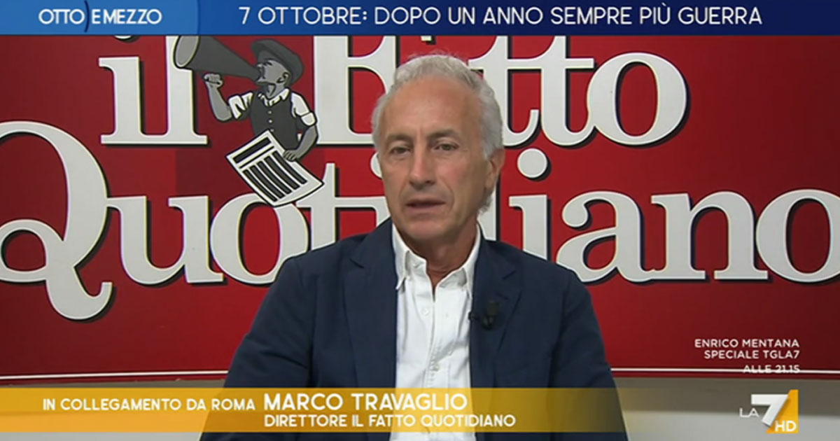 Travaglio a La7: “Netanyahu avanza impunito in un gigantesco vuoto mondiale. Biden non ci sta con la testa, Harris è una grande ipocrita”