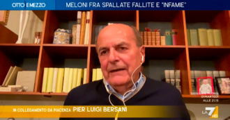 Copertina di Bersani a La7: “La parola ‘infamia’ di Meloni nella chat di Fdi? È il linguaggio usato tra i rapinatori e qui rapinavano la Costituzione”