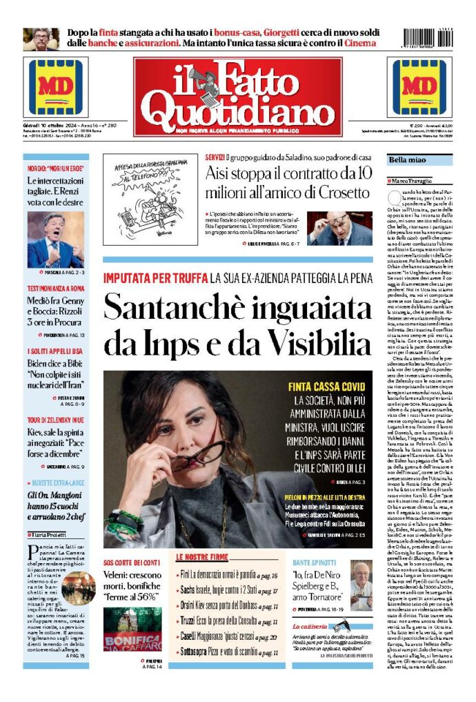 Copertina di giovedì 10 Ottobre 2024