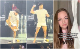 Copertina di Tony Effe fa felici i feticisti, lanciando i suoi calzini al concerto di Roma: ecco chi è la “fortunata” che ha preso al volo il prezioso feticcio