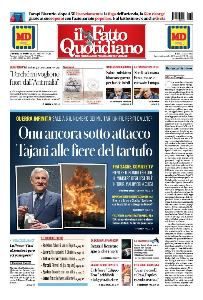 Copertina di domenica 13 Ottobre 2024