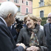 Il presidente della Repubblica Sergio Mattarella al Monumento ai piccoli martiri di Gorla di Milano in occasione della cerimonia per l’ottantesimo anniversario del bombardamento che nel 1944 uccise 184 bambini nel quartiere milanese, Milano, 14 ottobre 2024. ANSA/FRANCESCO AMMENDOLA/US QUIRINALE +++ NO SALES, EDITORIAL USE ONLY +++ NPK +++