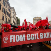 La manifestazione nazionale del settore Automotive a Roma, 18 Ottobre 2024. ANSA/GIUSEPPE LAMI