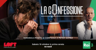 Copertina di “La Confessione” di Peter Gomez stasera in prima serata: dalle lacrime di Veronica Pivetti all’affondo di Alessandro Di Battista a Luigi Di Maio, anticipazioni