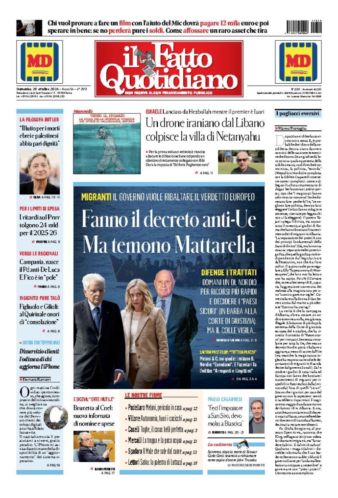 Copertina di domenica 20 Ottobre 2024