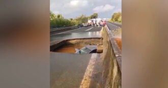 Copertina di Auto ingoiata da una voragine a Lamezia Terme, paura per il conducente: il video dalla statale colpita dal nubifragio